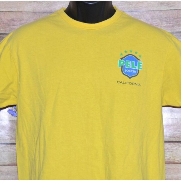 Vintage Pele Soccer Men's Yellow Pele #10 T-Shirt Tee M Cotton Fanwear Casual - Picture 2 of 7